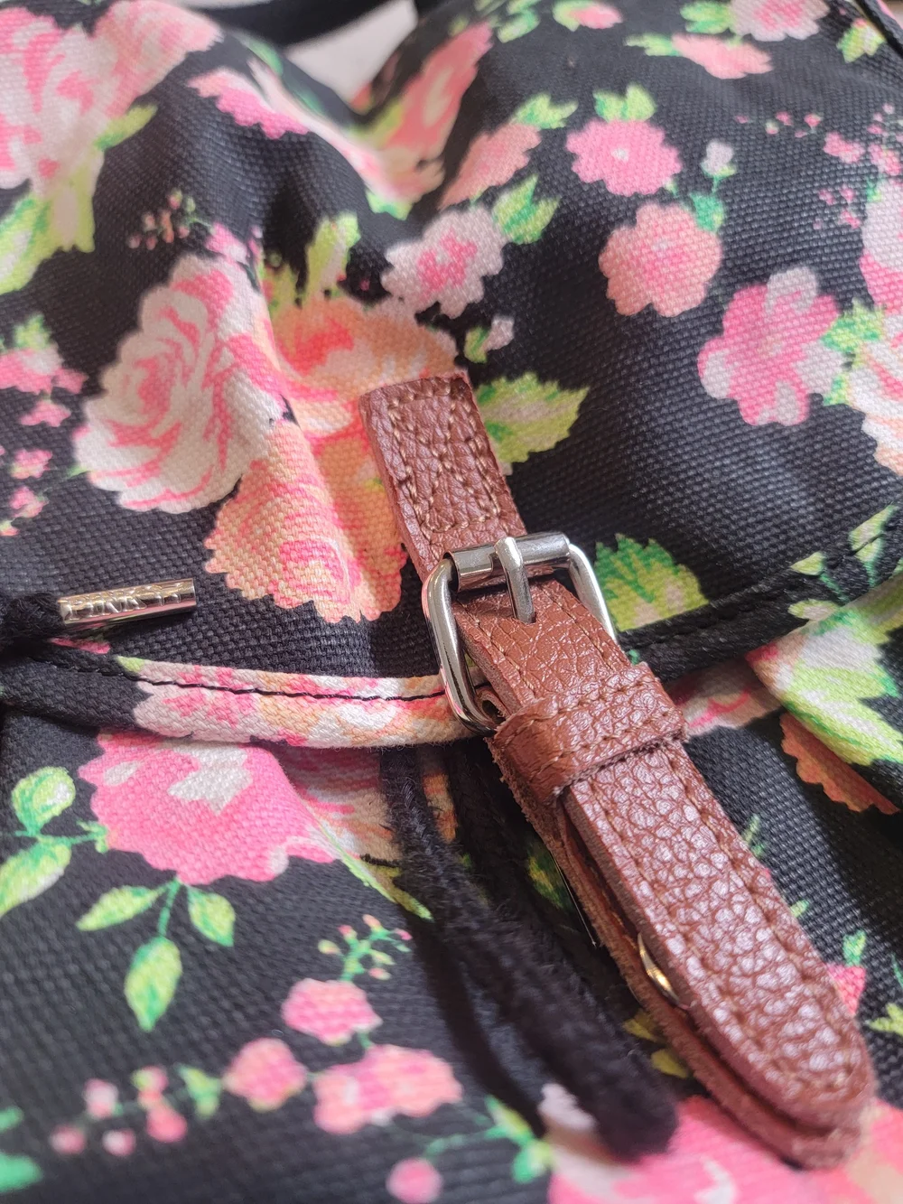 PINK Victoria's Secret Floral Backpack Y2K Canvas back to School